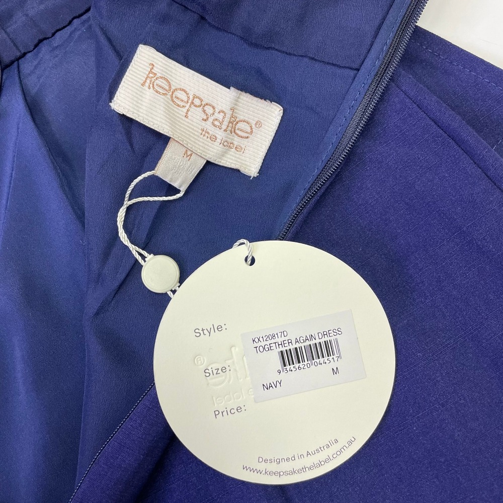 NWT Keepsake The Label Halter Navy Blue FitFlare Ruffle Mini Dress M Bridesmaid - Picture 10 of 16